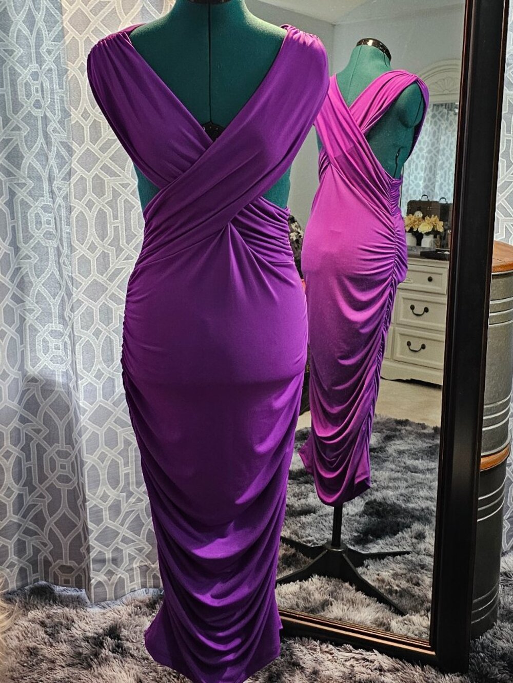 Renee C. Ruched Crisscross Purple Cocktail Dress – NWT – Size L